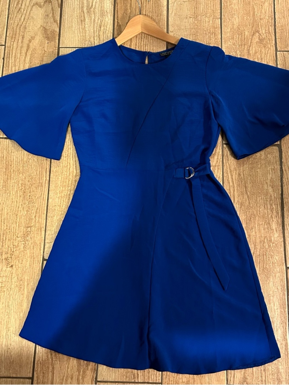 Topshop Bold Royal Blue Dress with Pink Accent